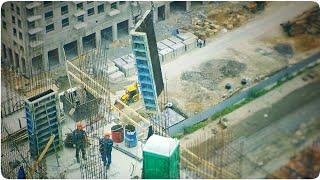 Крановщик. Работа в ветер. Сутки на высоте. The crane operator. Work in the wind.