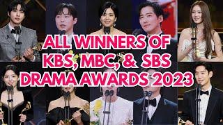 FULL LIST ‼️ THE WINNERS OF KBS, MBC AND SBS DRAMA AWARDS 2023