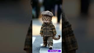 Cat is in old man costume | ai cat | ai cartoons | shorts | #shorts #art