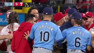 Benches clear in Philadelphia between the Phillies and the Rays