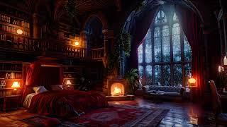 Cozy Castle Room Haven - Thunderstorm, Fireplace & Rain Sounds to Sleep in an instant - 12 Hours