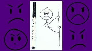 How to draw a angry stickmanDraw this text with a marker#tinyartist #easydrawing #painting