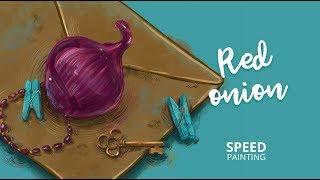 Speed painting. Red onion