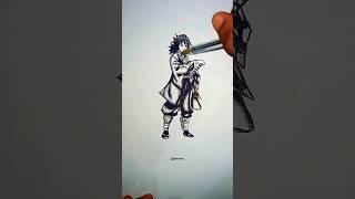 speed drawing StickMan Hashiras Giyu Tomioka #anime #drawing #howtodraw #viral #Hashiras #shorts