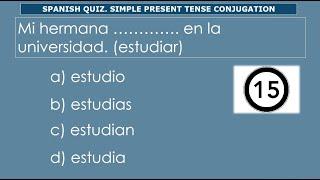 Spanish Simple Present Tense Quiz. Get Your Spanish Score in 50 Questions