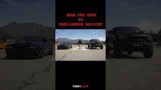ram trx 1500 VS challenger Hellcat#auto #turbos #supercar #motor #ram #race #car #automotive