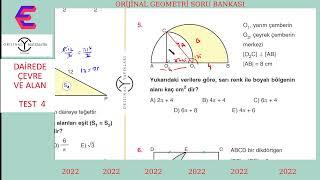 DAİREDE ALAN TEST 4 (ORİJİNAL GEOMETRİ 2022)