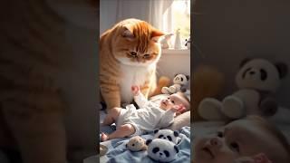 CAT And baby️#baby#Cat#Love#care#Mano#viralshorts#entertainment