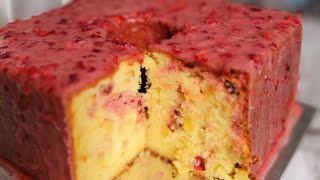 Lucious Pineapple Strawberry Pound Cake #cakerecipe #pineapplecake #strawberryglaze