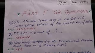 Fast Five General knowledge questions (Malayalam) for competitive exams | KVM MBA College Cherthala