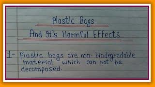 10 Lines Essay On Plastic Bags And It's Harmful Effects l Essay On Harmful Effects Of Plastic