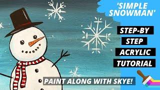 ️ EP43- 'Simple Snowman' - Easy acrylic painting tutorial for beginners step by step painting