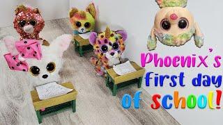 TY BEANIE BOO ROLEPLAY!! Phoenix's 1st day of SCHOOL! FUNNY pretend school skit!