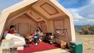 Camping in the Comfort of Home with an Inflatable Tent in Strong Winds