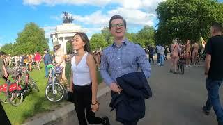 World Naked Bike Ride London, the finish at Wellington Arch