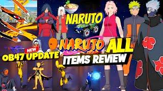 OB47 NARUTO collaboration ALL ITEM REVIEW |NARUTO EVO BUNDLE | FREE FIRE X NARUTO