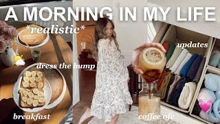 A *realistic* MORNING IN MY LIFE: breakfast + coffee, grwm, dress the bump!! 