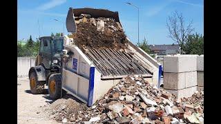 Bauschutt-Boden-Trennung mit Siebmaschine SBR 3 und Komatsu WA 100M - Masche 35x35 mm