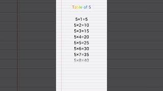 Table of 5 #tables #education #knowledge #skills #kids#kidsvideo #india #trending #trendingshorts