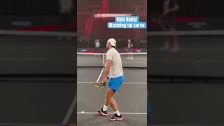 Rafa Nadal warming up serve prior to #netflixslam