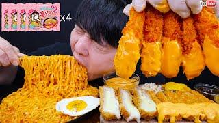 (드디어 119KG 진입 인증) 까르보불닭 & 치즈돈까스 & 새우튀김 먹방 CARBO FIRE NOODLES & CHEESE  PORK CUTLET & SHRIMP MUKBANG