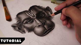 Hanuman Ji Drawing, Charcoal Pencil Drawing,  Shading Tutorial 