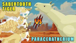 Smilodon vs Paraceratherium|Sabertooth Tiger vs Ice Age Animals Level Challenge[S1]|Animal Animation