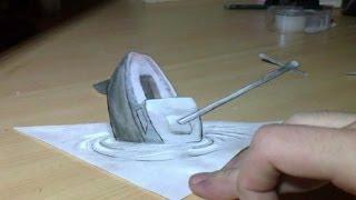 Drawing 3D Anamorphic Illusion :The boat