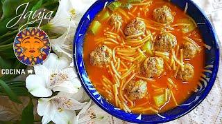 Sopa de Fideo con Albondiguitas Calientita y Llenadora