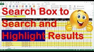 How to create a search box in Excel, How to add search box in Excel, Highlighting search box