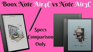 Boox Note Air4C vs Note Air 3C (Specs Comparison only)