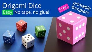 Origami Dice  How to make paper dice without tape or glue  Easy papercraft tutorial