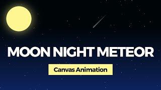 Moon Night Meteor Canvas Animation