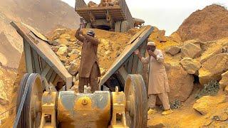 Full 4K Process: Incredible Work By Quarry Rock Jaw Crusher Machine: Big Rock Crusher:#crusher #jcb
