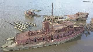 Arthur Kill Ship Graveyard 4K LOWEST TIDE OF THE YEAR! With history about the Ships