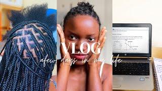 VLOG: Plaiting hair, Skincare, Studying + Grocery shopping