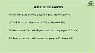 African Literature Lecture 1