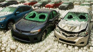 Texas Now Struck by Massive Hailstorm ! Baseball-Sized Hail Damages Cars  in San Antonio