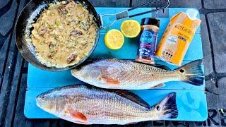 Catch n’ Cook Redfish in a Butter Lemon Wine sauce! (Fancy Feast on my Boat)