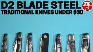 D2 Blade Steel Traditional Pattern Pocket Knives Under $30