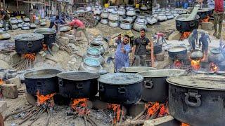 PAKISTAN'S LARGEST & LUXURIOUS WEDDING - TRADITIONAL FOOD PREPARATION | CHARCOAL CHICKEN BIRYANI