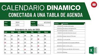 CALENDARIO DINÁMICO CONECTADO A UNA AGENDA EN EXCEL.