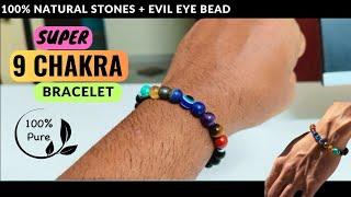 MESMERIZE  Super 9 Chakra Natural Stone Bracelet - 100% Natural Stones + Evil eye Bead  