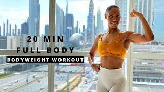 20 min Full Body Workout - BODYWEIGHT | Build Muscle + Strength