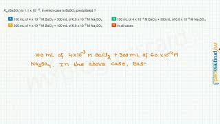 Ksp(BaSO4) is 1.1 x 10−10. In which case is BaSO4 precipitated