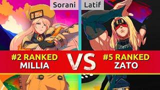 GGST ▰ Sorani (#2 Ranked Millia) vs Latif (#5 Ranked Zato). High Level Gameplay