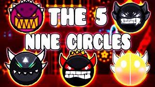 "THE 5 NINE CIRCLES" !!! - GEOMETRY DASH BETTER & RANDOM LEVELS