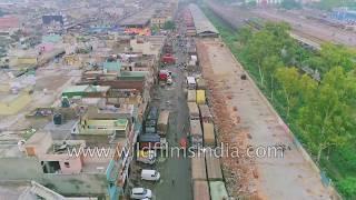 Azadpur Mandi, New Delhi : 4K aerials of largest fruit and vegetable market in Asia