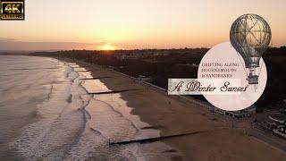 A Winter Sunset - Drifting Along Bournemouth & Sandbanks, Dorset, UK by Drone -4K