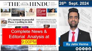 26 September 2024 | The Hindu News & Editorial Analysis by Jatin Verma #upsc #hindunewspaperanalysis